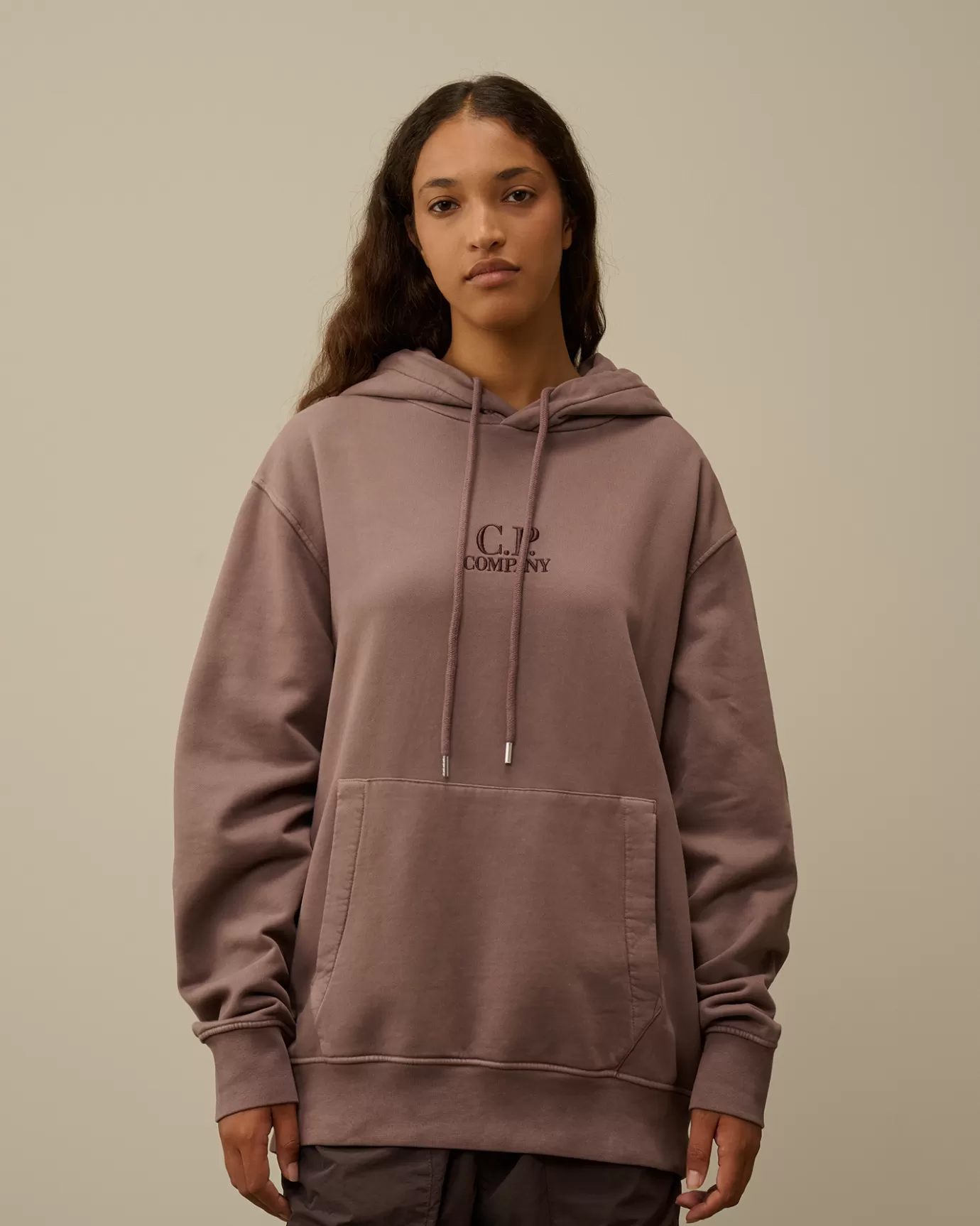 Brushed and Emerized Diagonal Fleece Logo Hooded Sweatshirt<C.P. Company Flash Sale