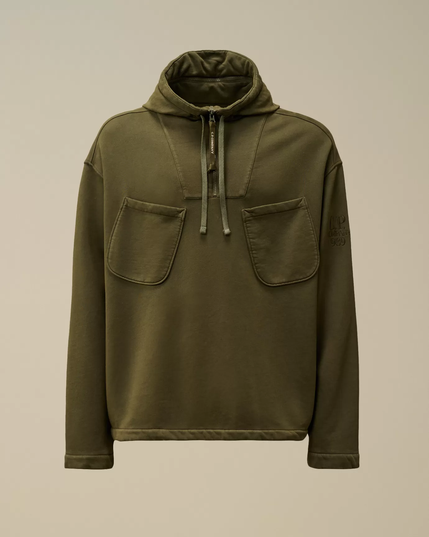 Brushed and Emerized Diagonal Fleece Zipped Hooded Sweatshirt<C.P. Company Discount