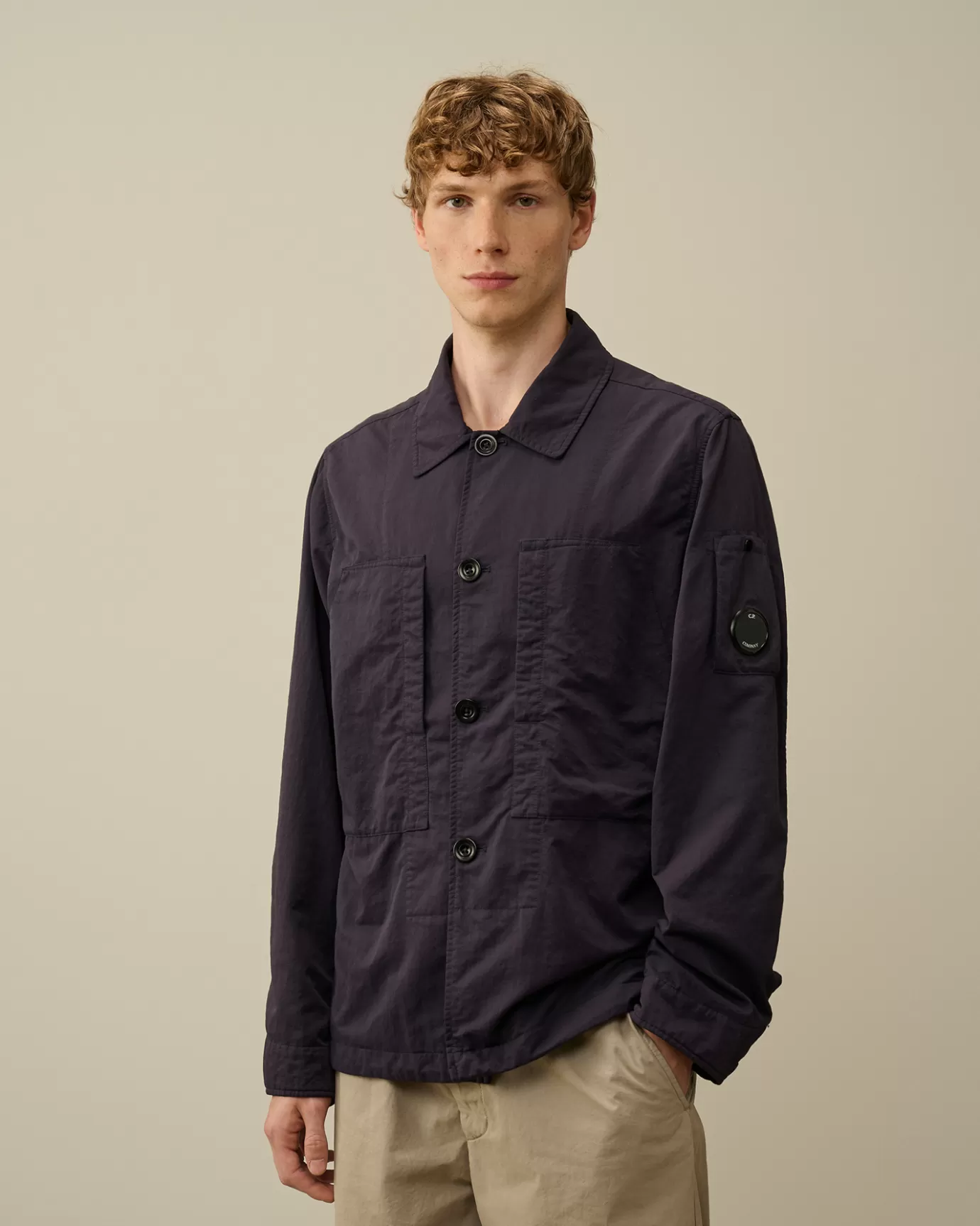 Diagonal Flatt Nylon Buttoned Overshirt<C.P. Company Fashion