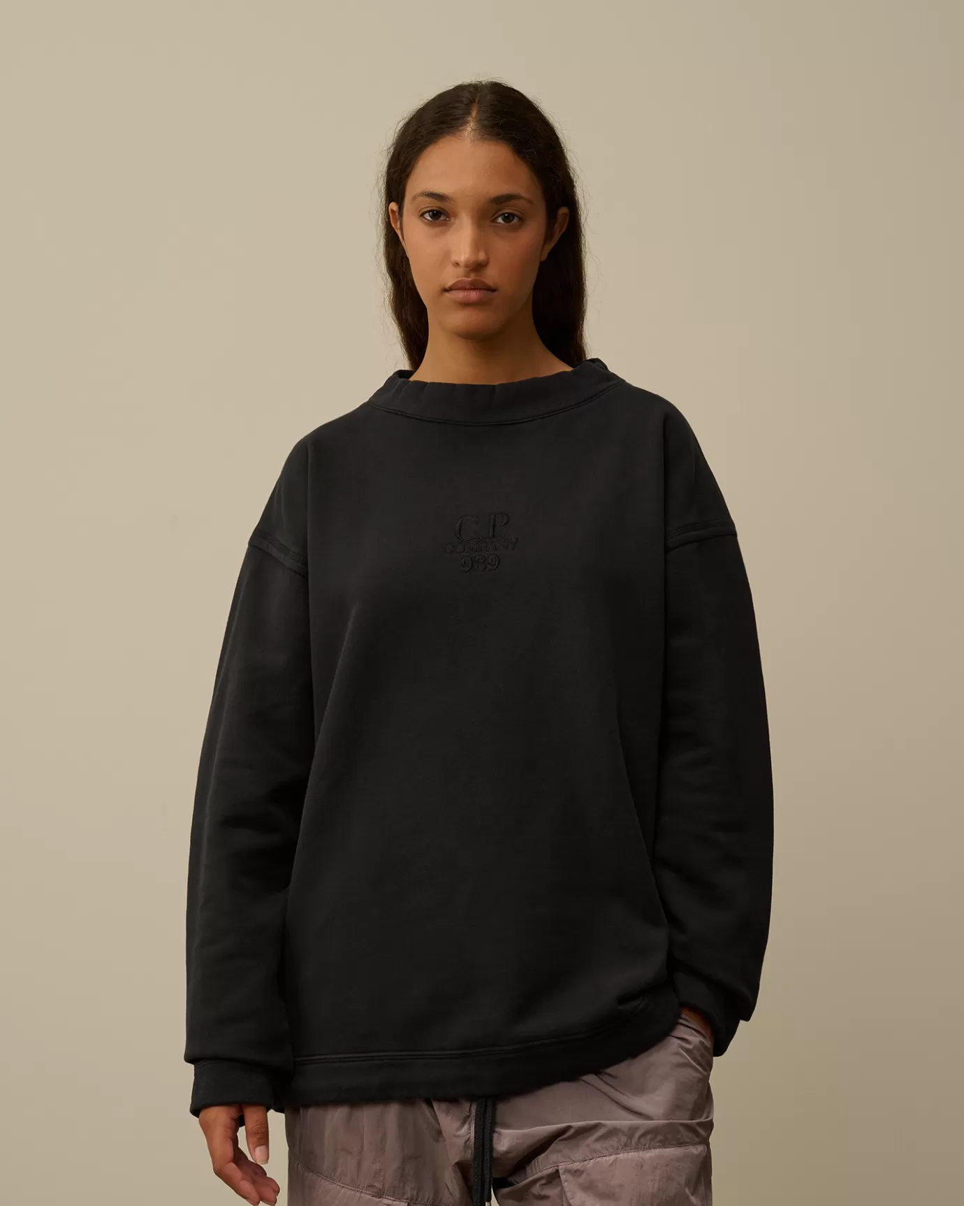 Diagonal Fleece Boxy Funnel Neck Sweatshirt<C.P. Company Shop