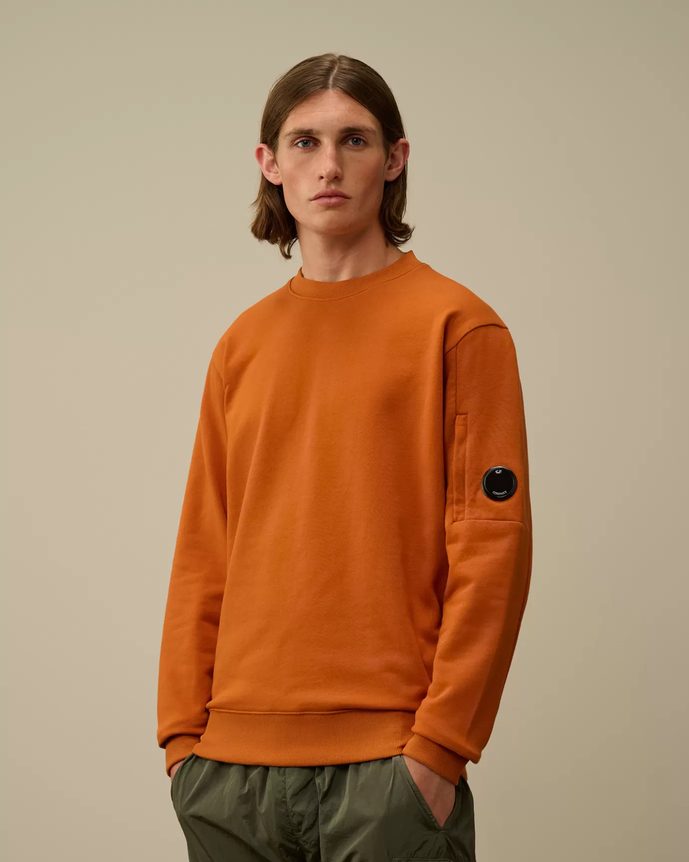 Diagonal Raised Fleece Crew Neck Lens Sweatshirt<C.P. Company Clearance