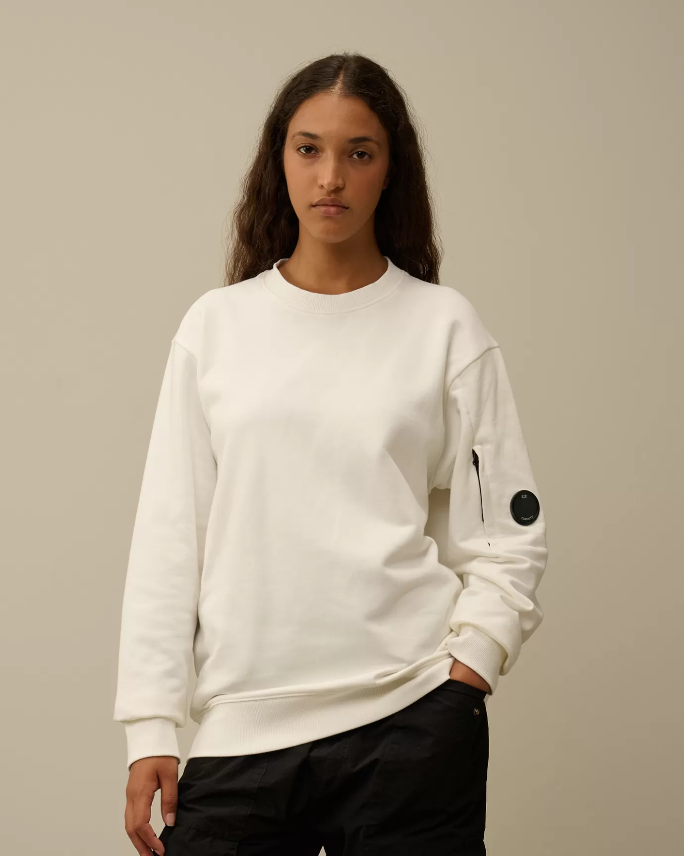 Diagonal Raised Fleece Crew Neck Lens Sweatshirt<C.P. Company Flash Sale