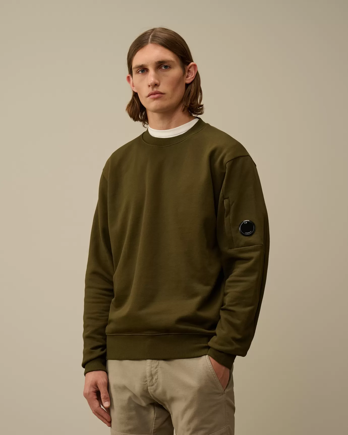 Diagonal Raised Fleece Crew Neck Lens Sweatshirt<C.P. Company Online