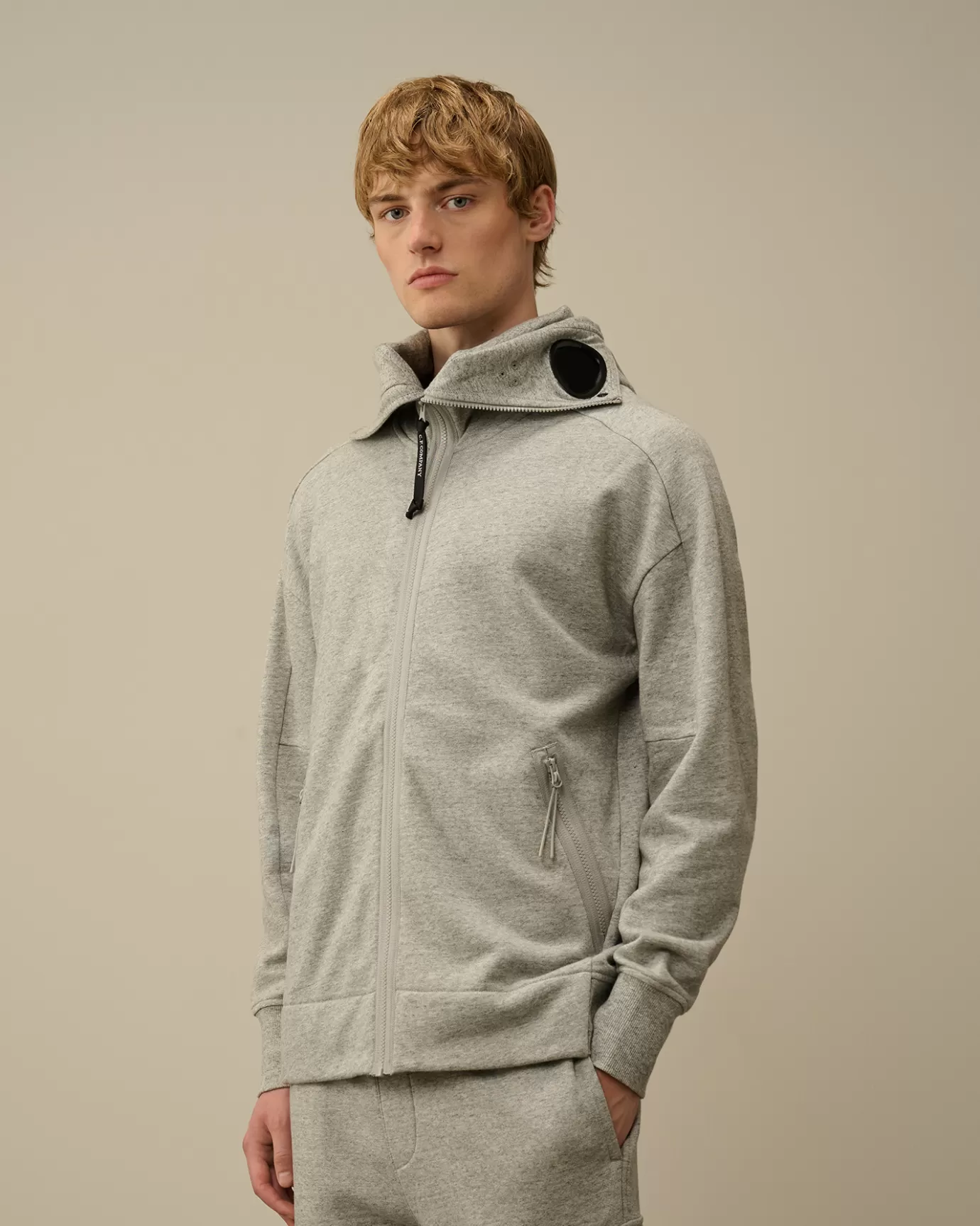 Diagonal Raised Fleece Explorer Zipped Hooded Sweatshirt<C.P. Company Store