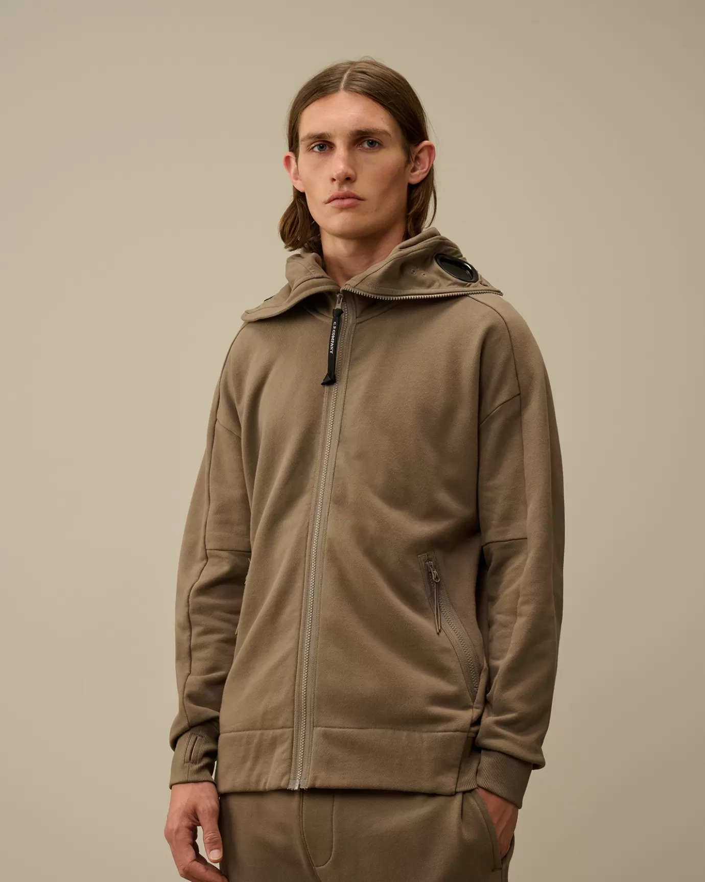 Diagonal Raised Fleece Explorer Zipped Hooded Sweatshirt<C.P. Company Sale