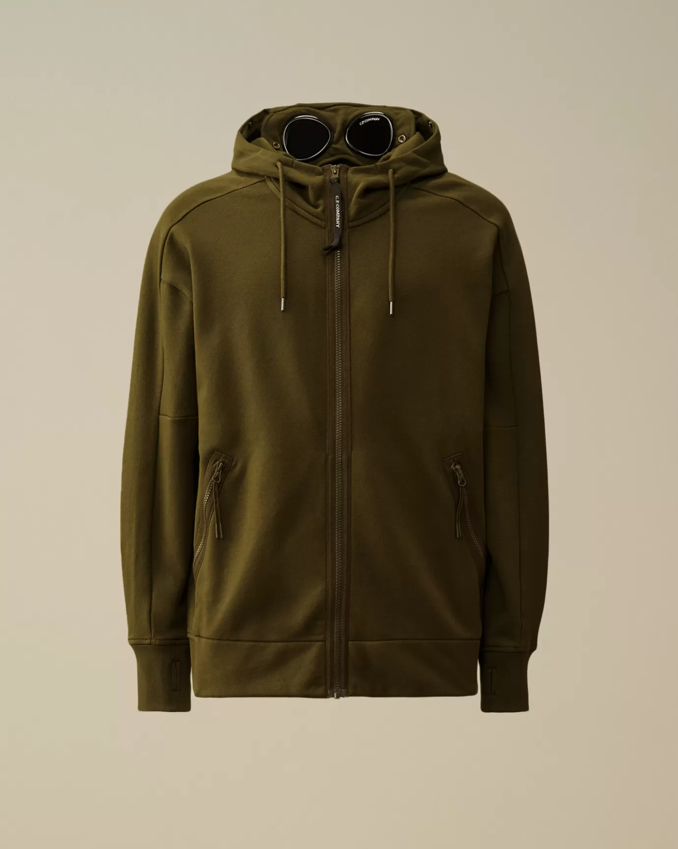 Diagonal Raised Fleece Goggle Zipped Hooded Sweatshirt<C.P. Company Hot