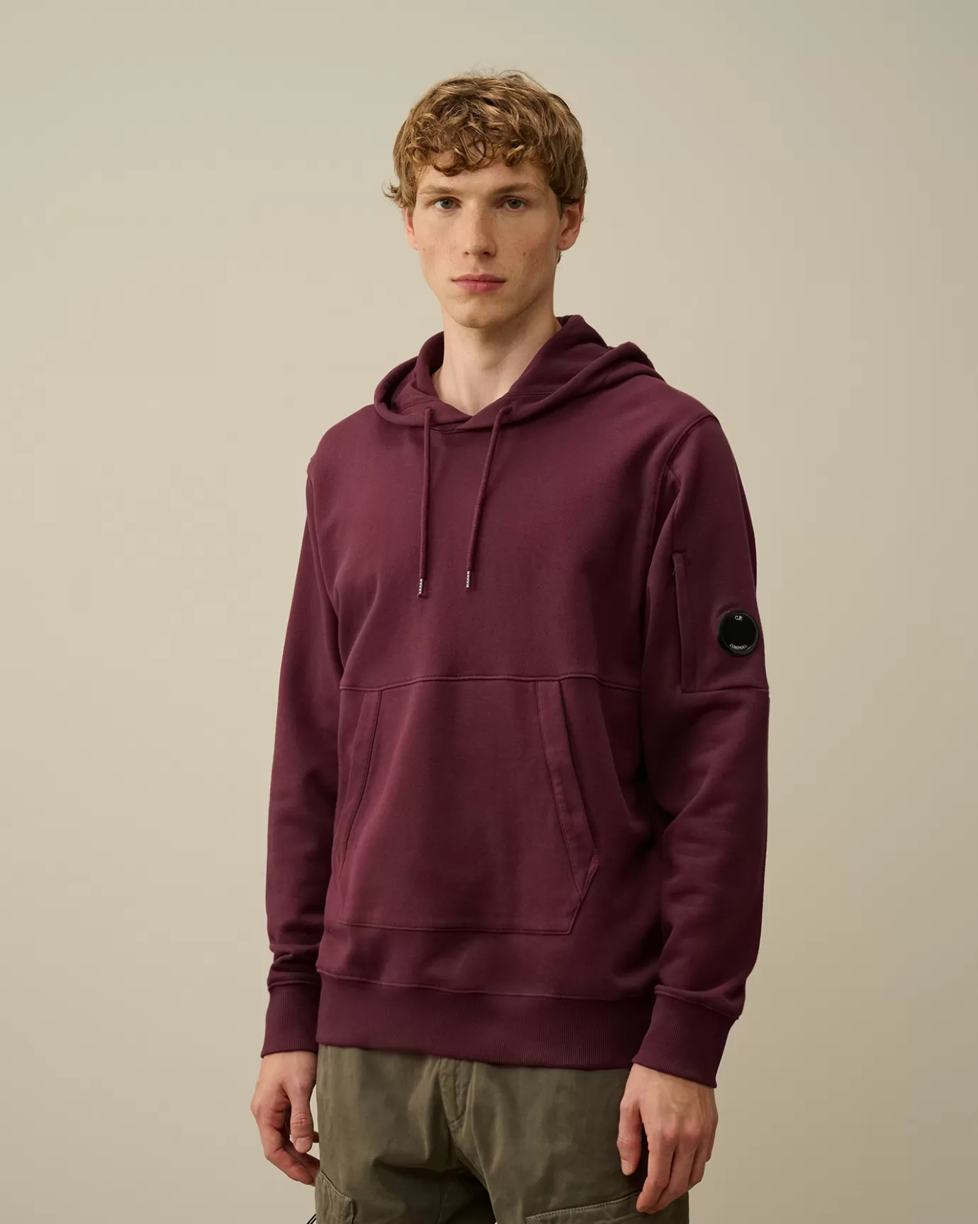 Diagonal Raised Fleece Lens Hooded Sweatshirt<C.P. Company New