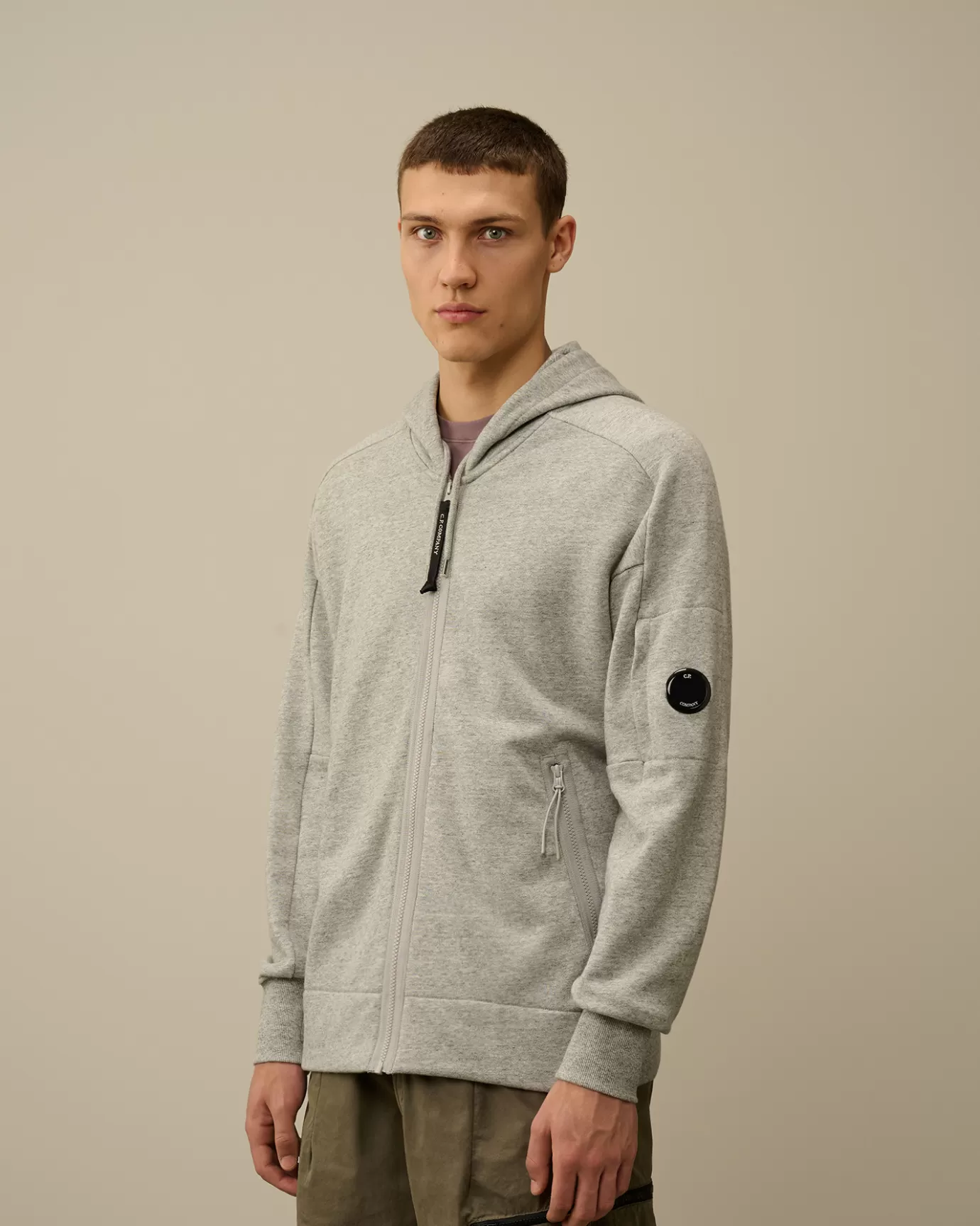 Diagonal Raised Fleece Zipped Hooded Sweatshirt<C.P. Company Outlet