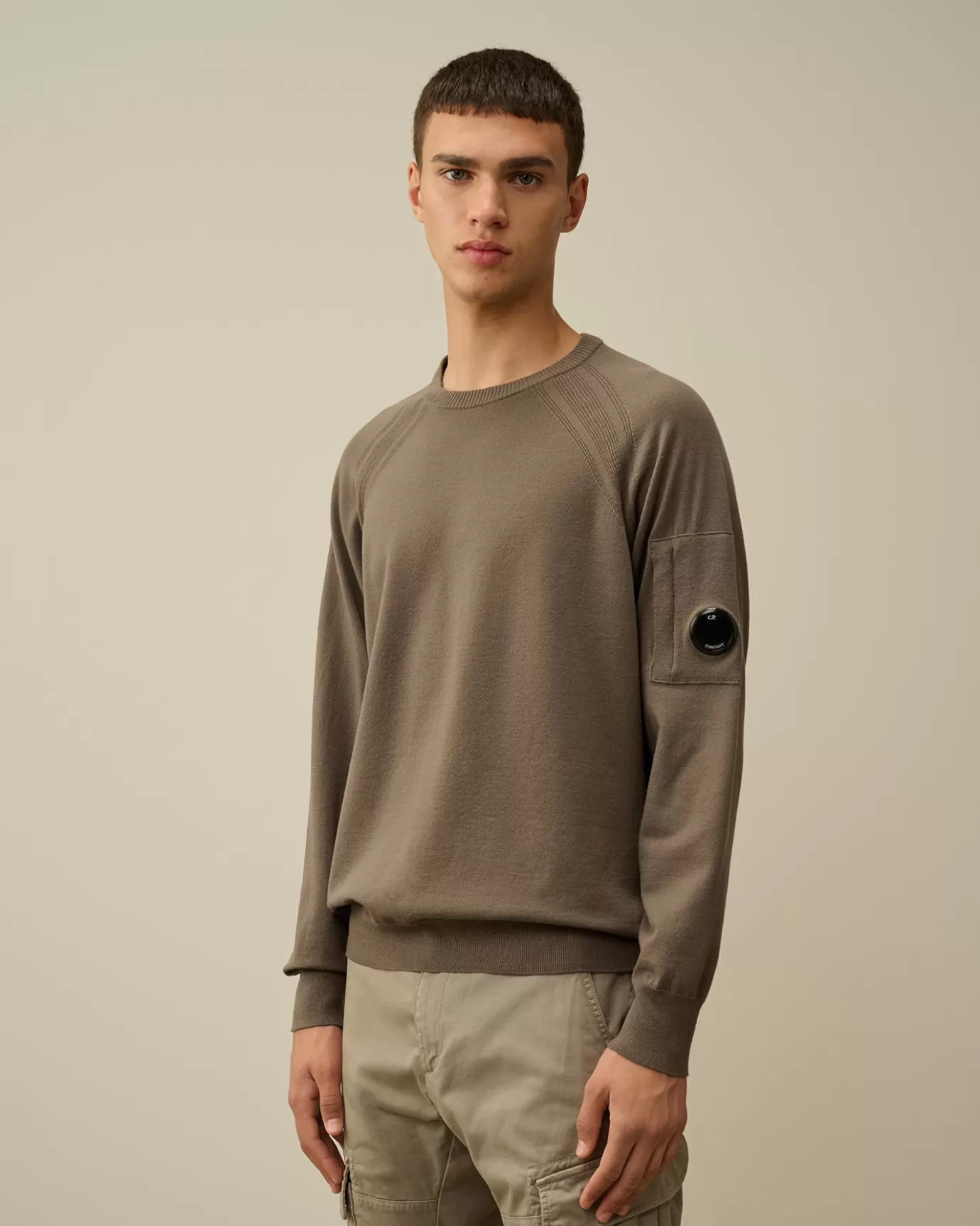 Extra Fine Merino Wool Crew Neck Stitched Knit<C.P. Company Hot