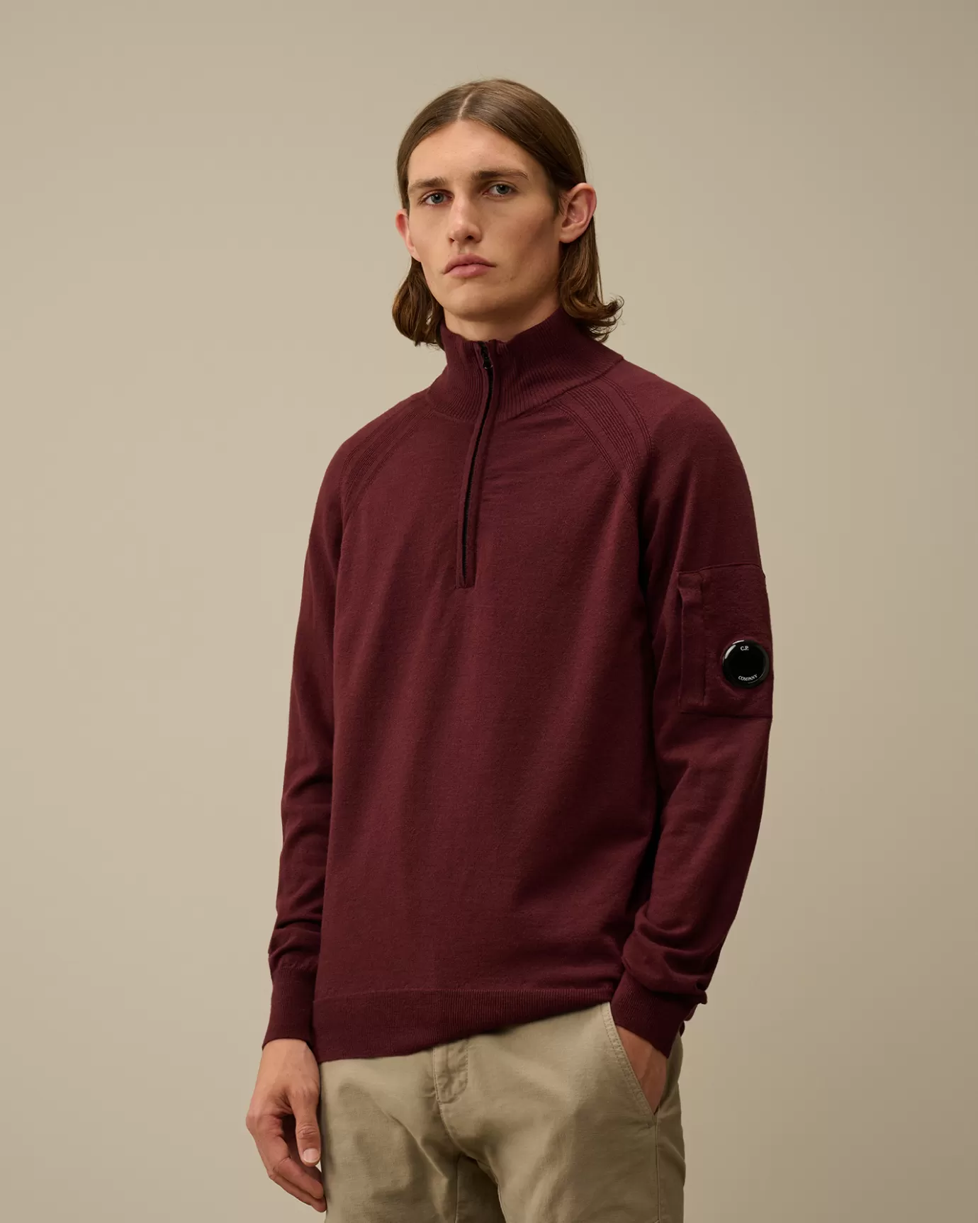 Extra Fine Merino Wool Half Zipped Knit<C.P. Company Outlet