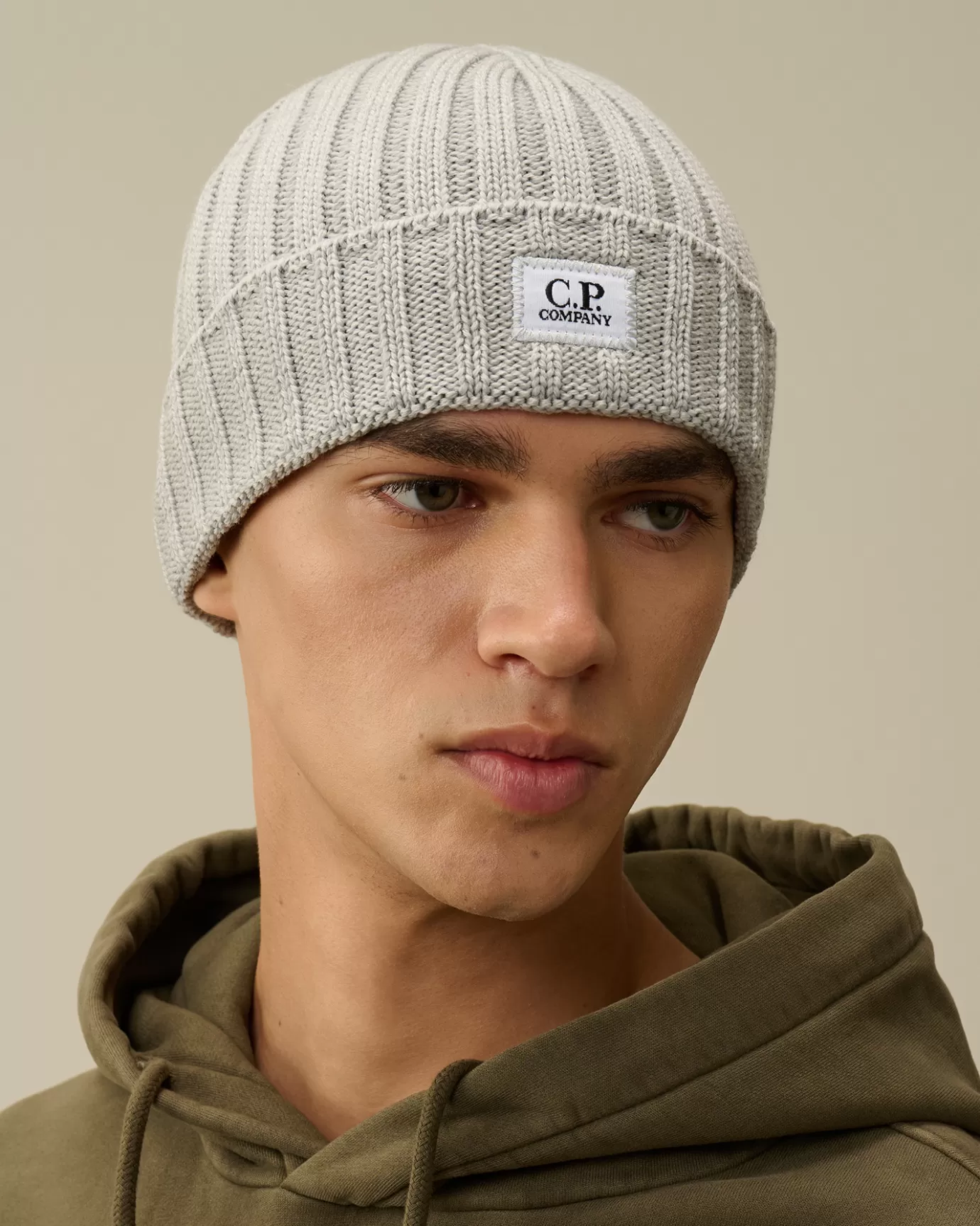 Extra Fine Merino Wool Logo Beanie<C.P. Company New