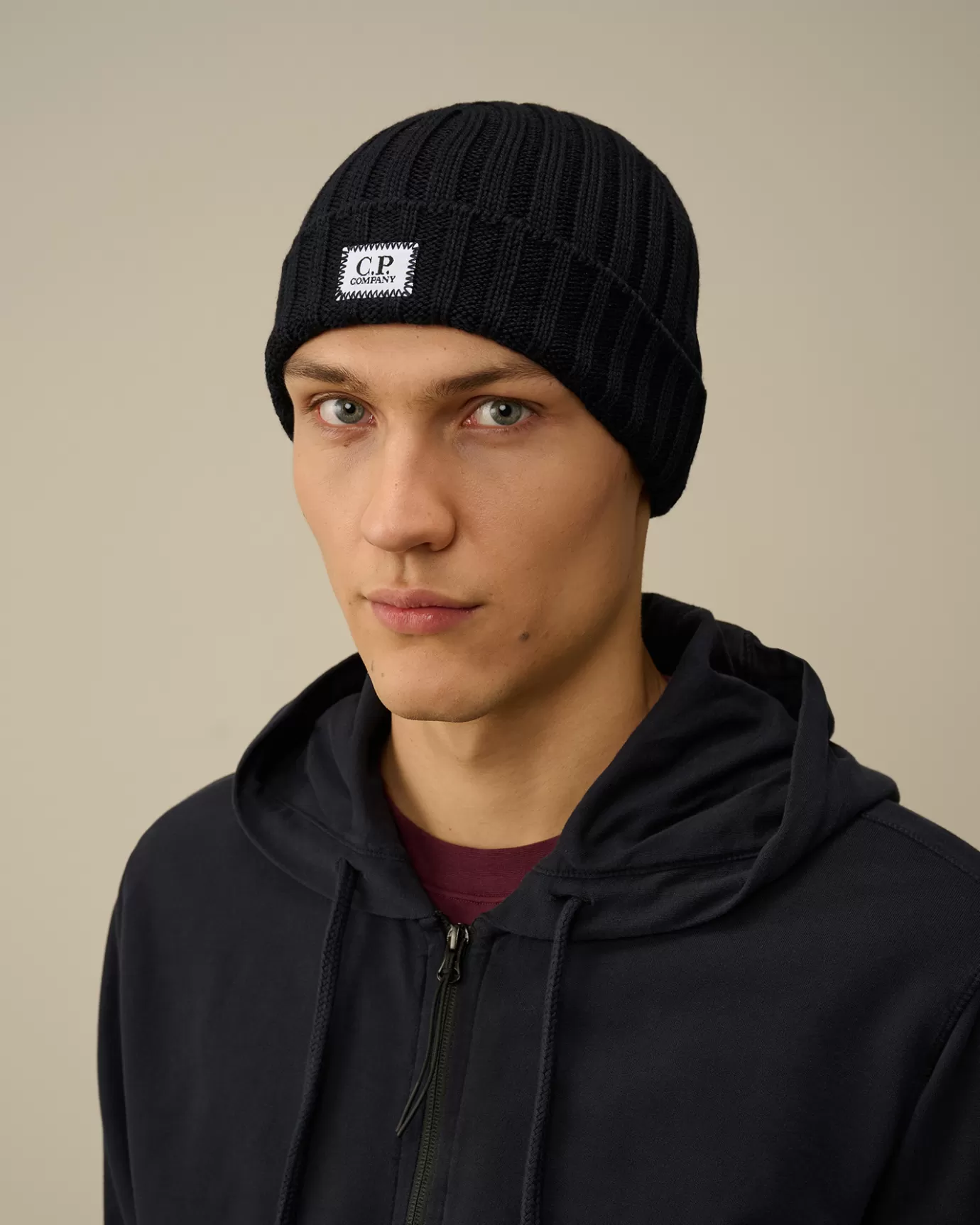 Extra Fine Merino Wool Logo Beanie<C.P. Company Fashion