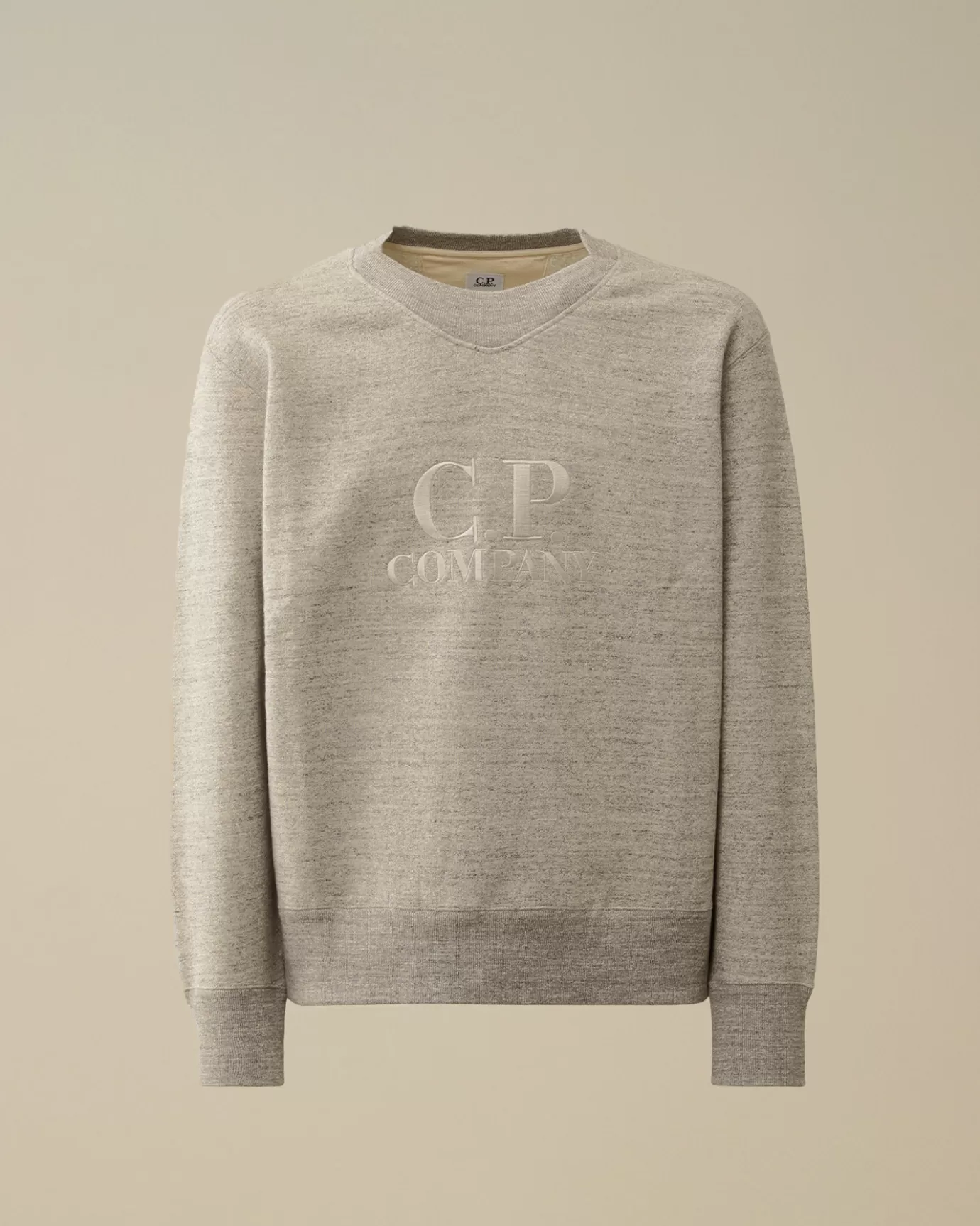 Japanese Mélange Fleece Logo Crewneck Sweatshirt<C.P. Company Shop