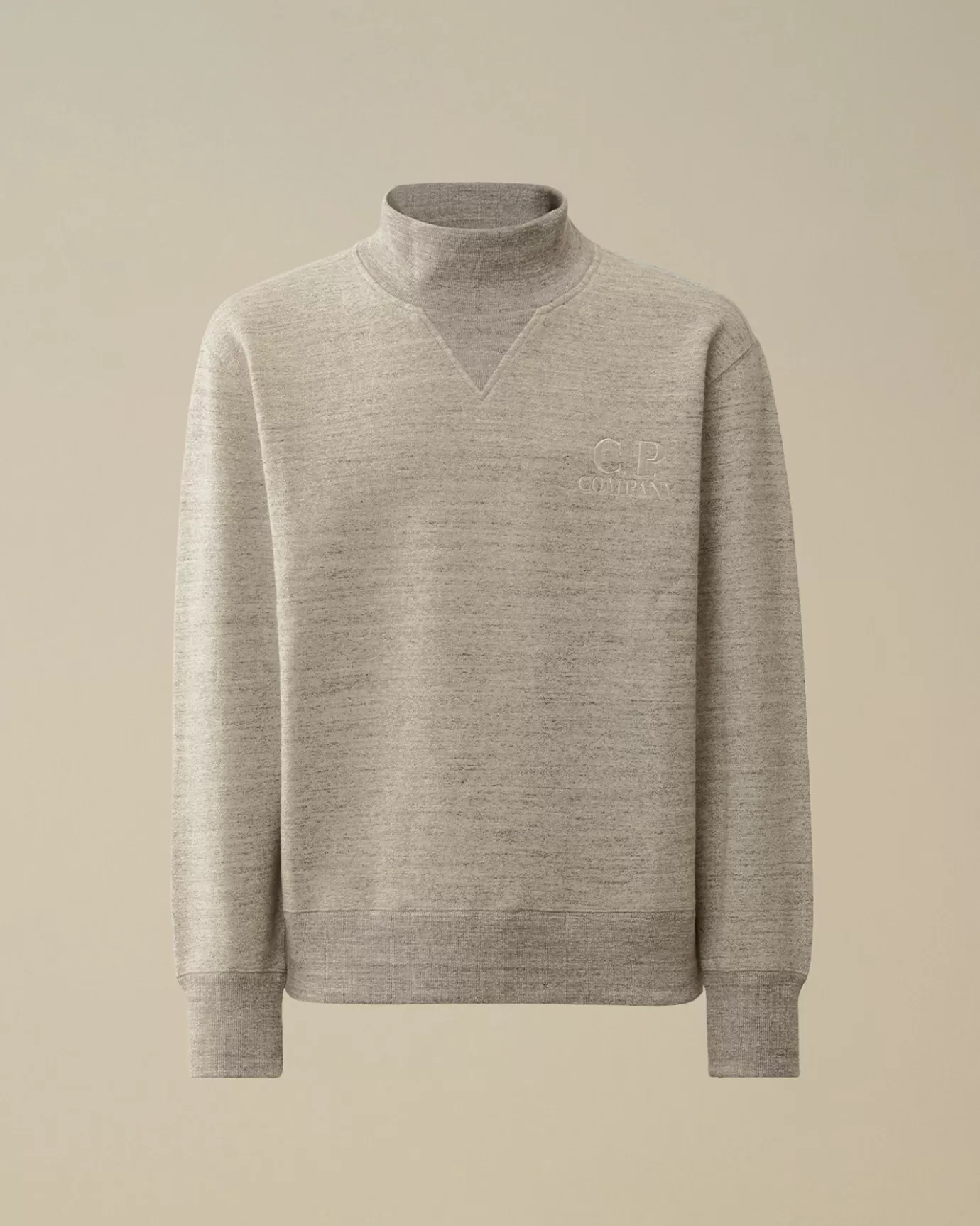 Japanese Mélange Fleece Logo Funnel Neck Sweatshirt<C.P. Company Cheap