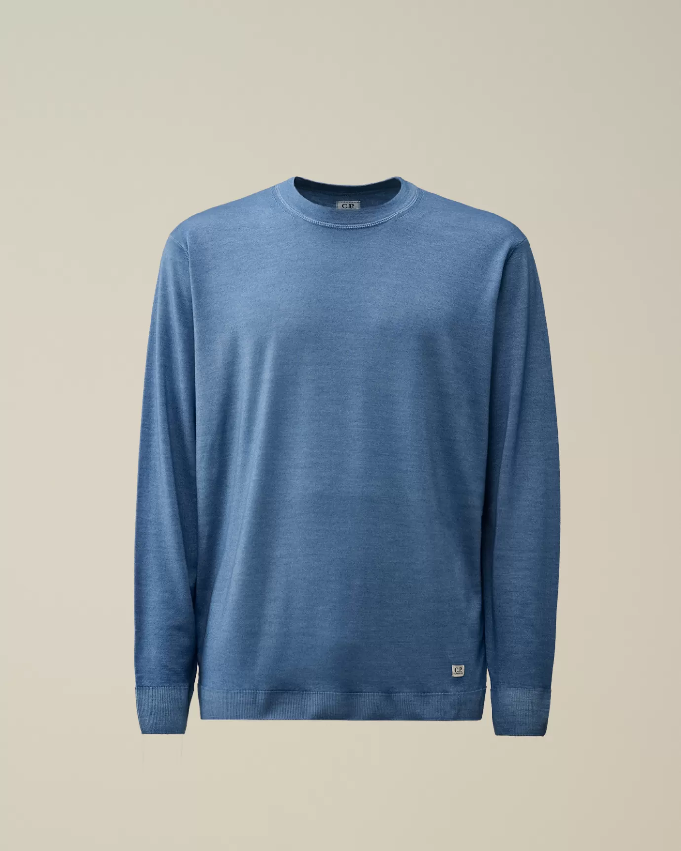 Merino Wool Fast Dyed Crew Neck Logo Knit<C.P. Company Outlet