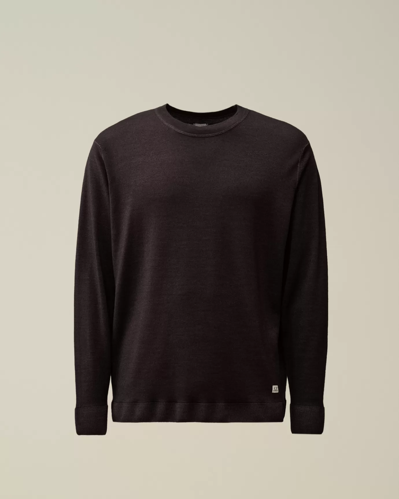 Merino Wool Fast Dyed Crew Neck Logo Knit<C.P. Company Best Sale