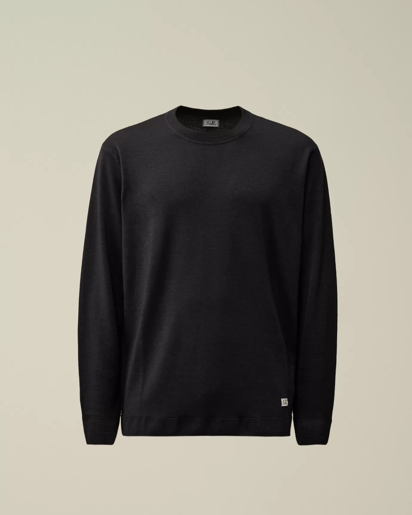 Merino Wool Fast Dyed Crew Neck Logo Knit<C.P. Company Flash Sale