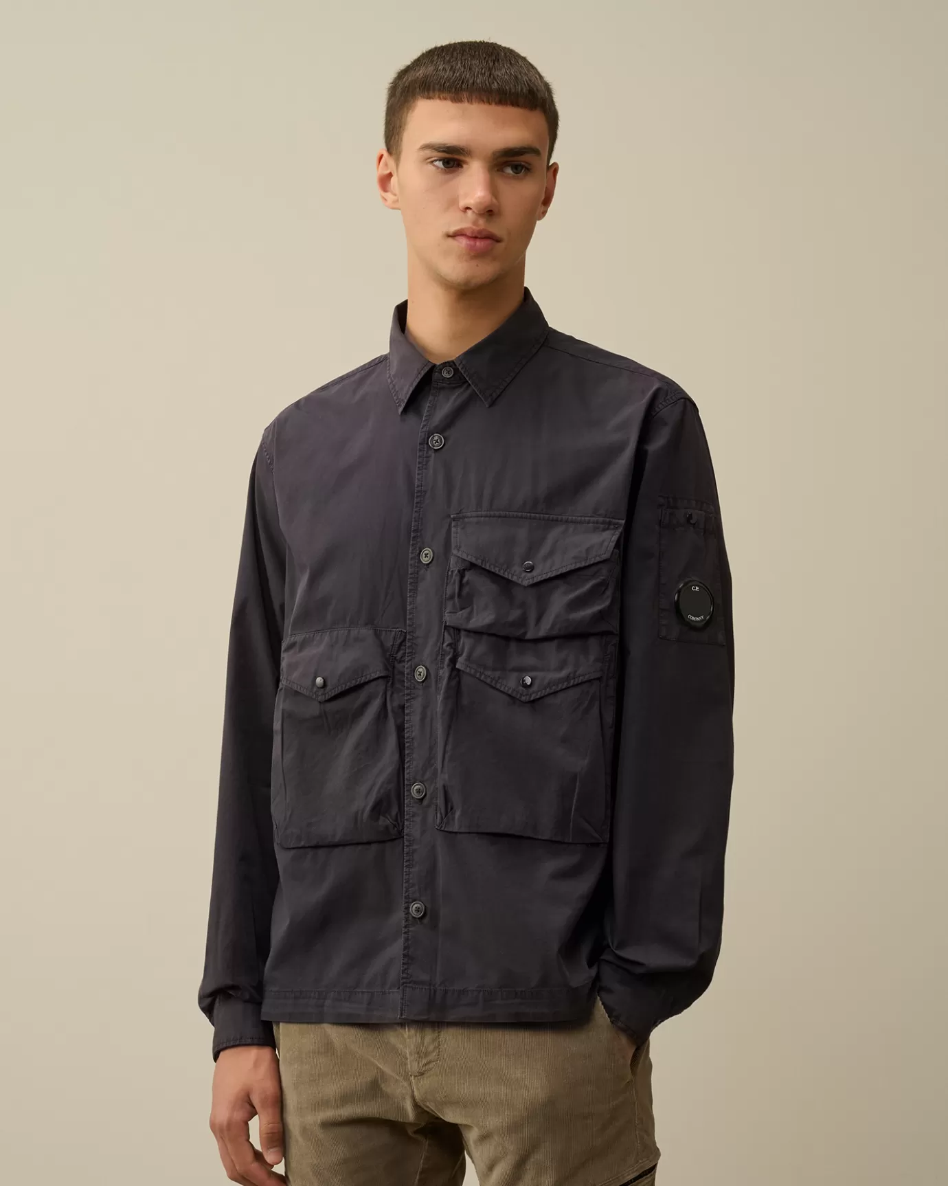 Organic Gabardine Buttoned Utility Overshirt<C.P. Company Hot