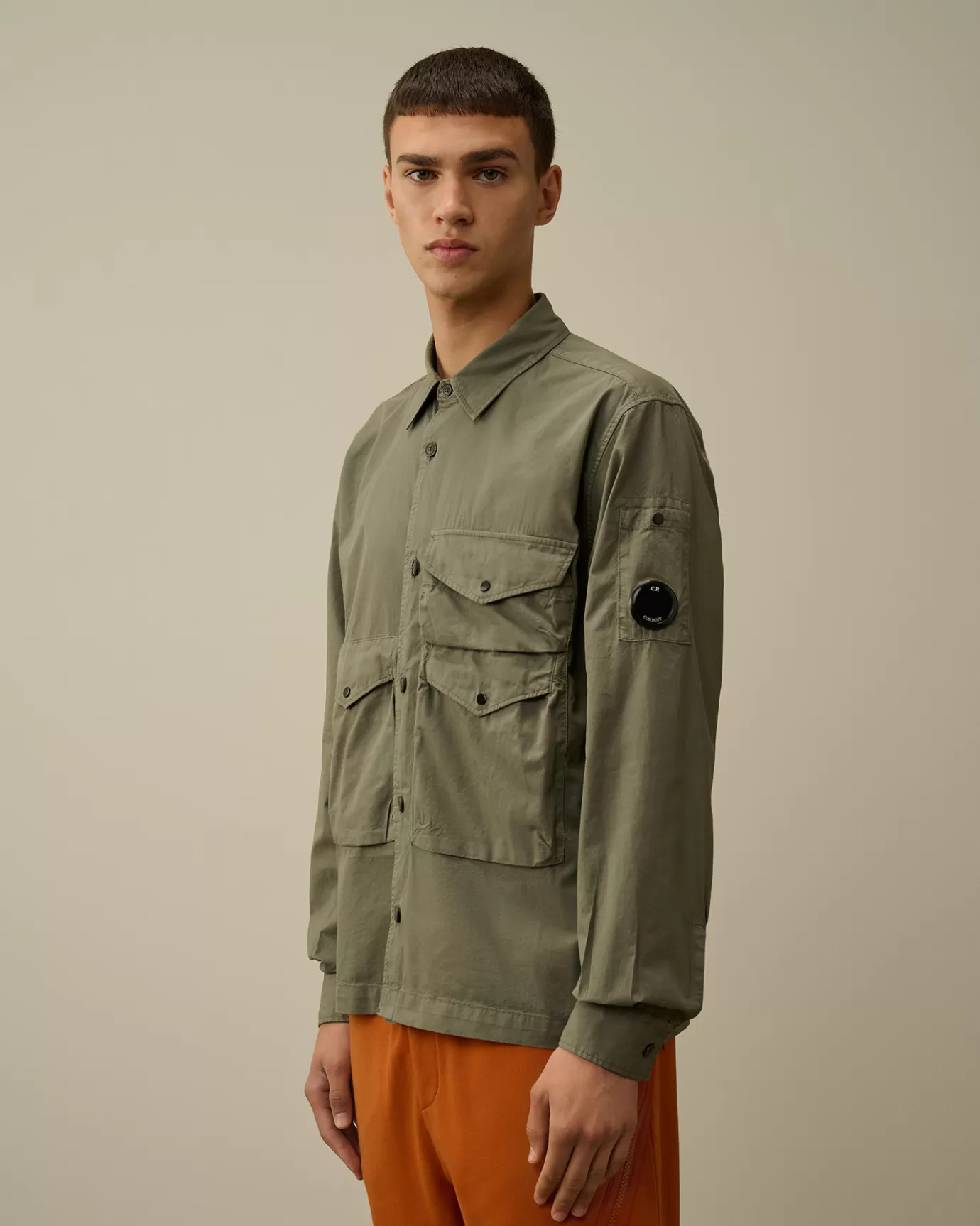 Organic Gabardine Buttoned Utility Overshirt<C.P. Company Sale