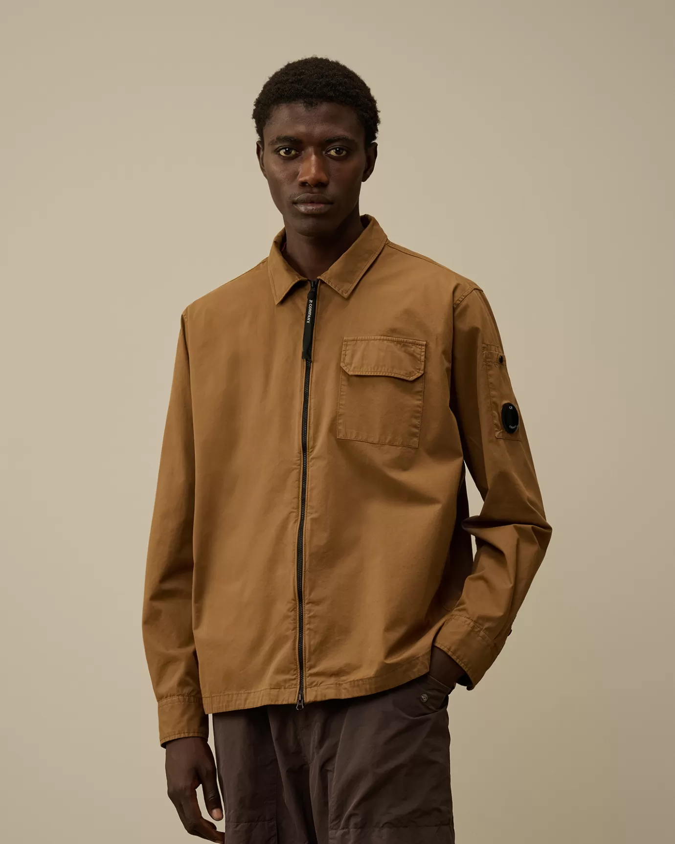 Organic Gabardine Zipped Overshirt<C.P. Company Cheap