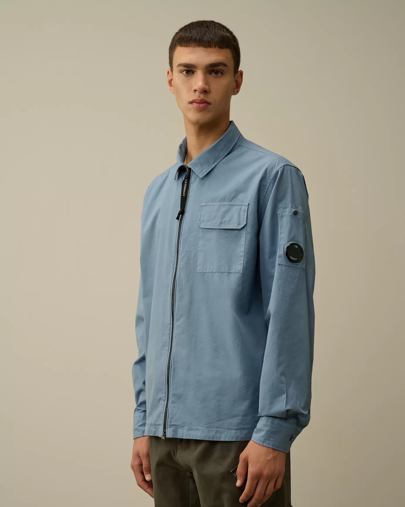 Organic Gabardine Zipped Overshirt<C.P. Company Best