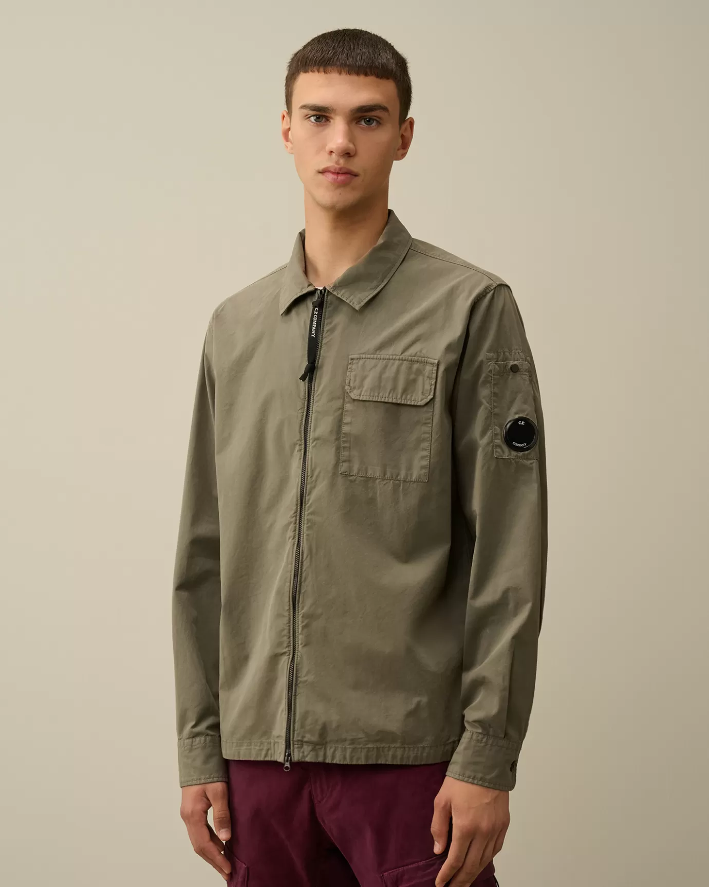 Organic Gabardine Zipped Overshirt<C.P. Company Store