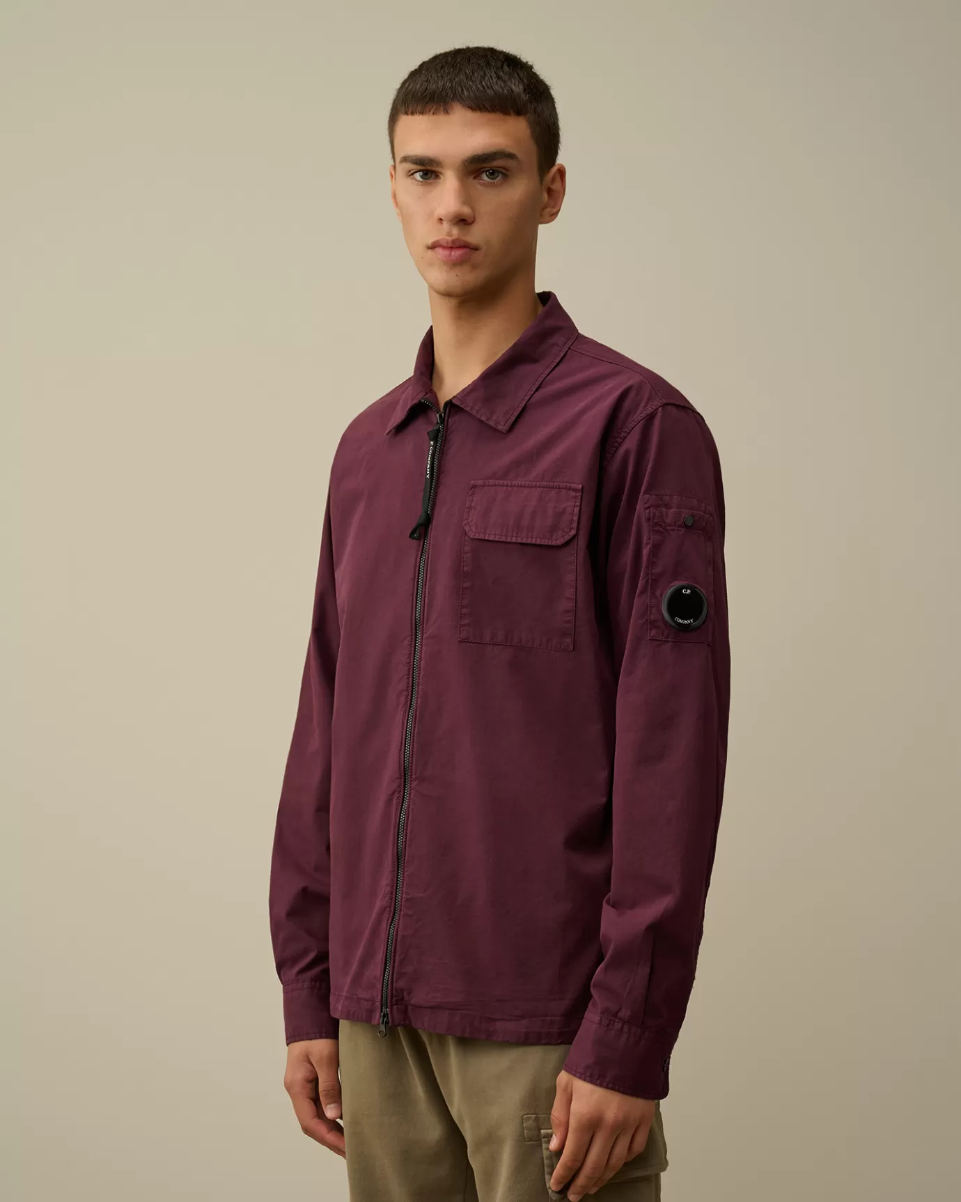 Organic Gabardine Zipped Overshirt<C.P. Company Cheap