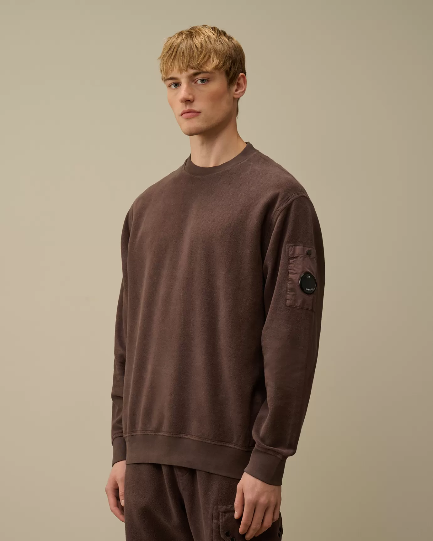 Reverse Brushed & Emerized Diagonal Fleece Crewneck Sweatshirt<C.P. Company Best Sale