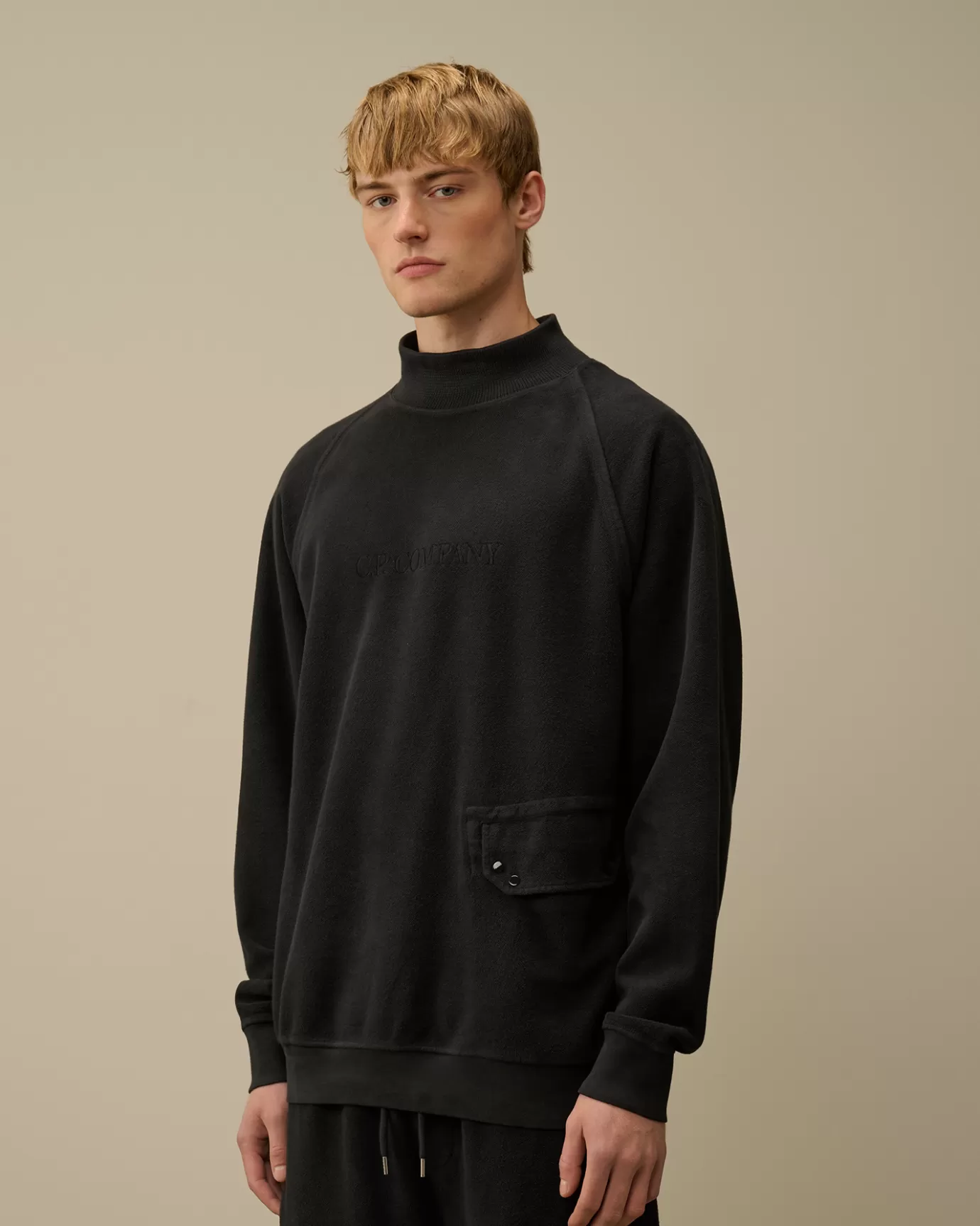 Reverse Brushed & Emerized Diagonal Fleece Funnel Neck Sweatshirt<C.P. Company Online