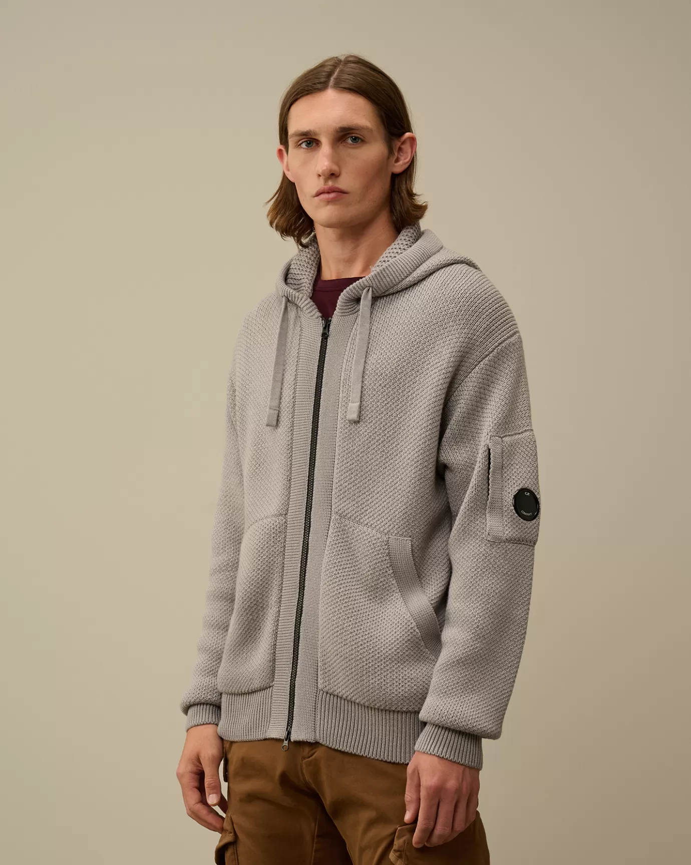 Re-Wool Hooded Zipped Knit<C.P. Company Clearance