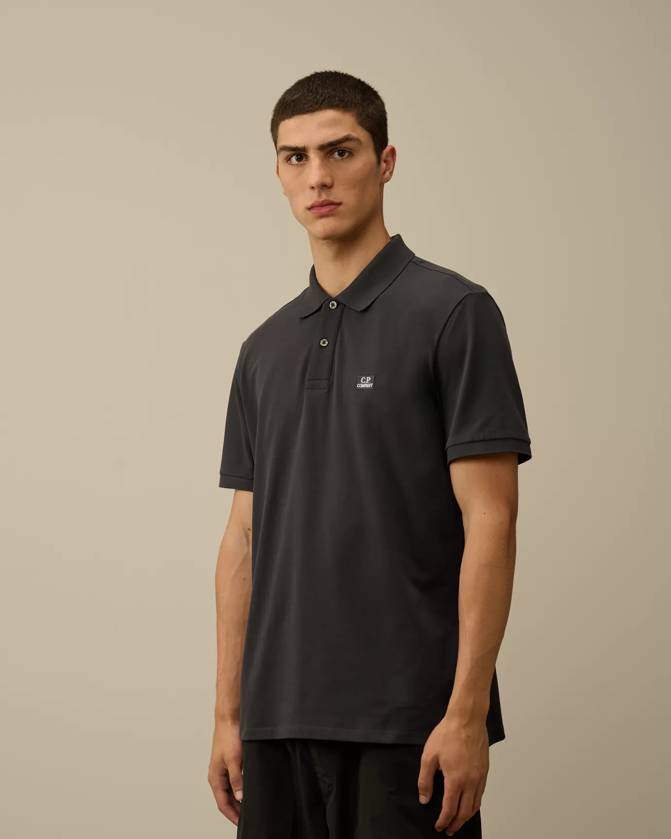 Stretch Piquet Logo Polo<C.P. Company Best Sale