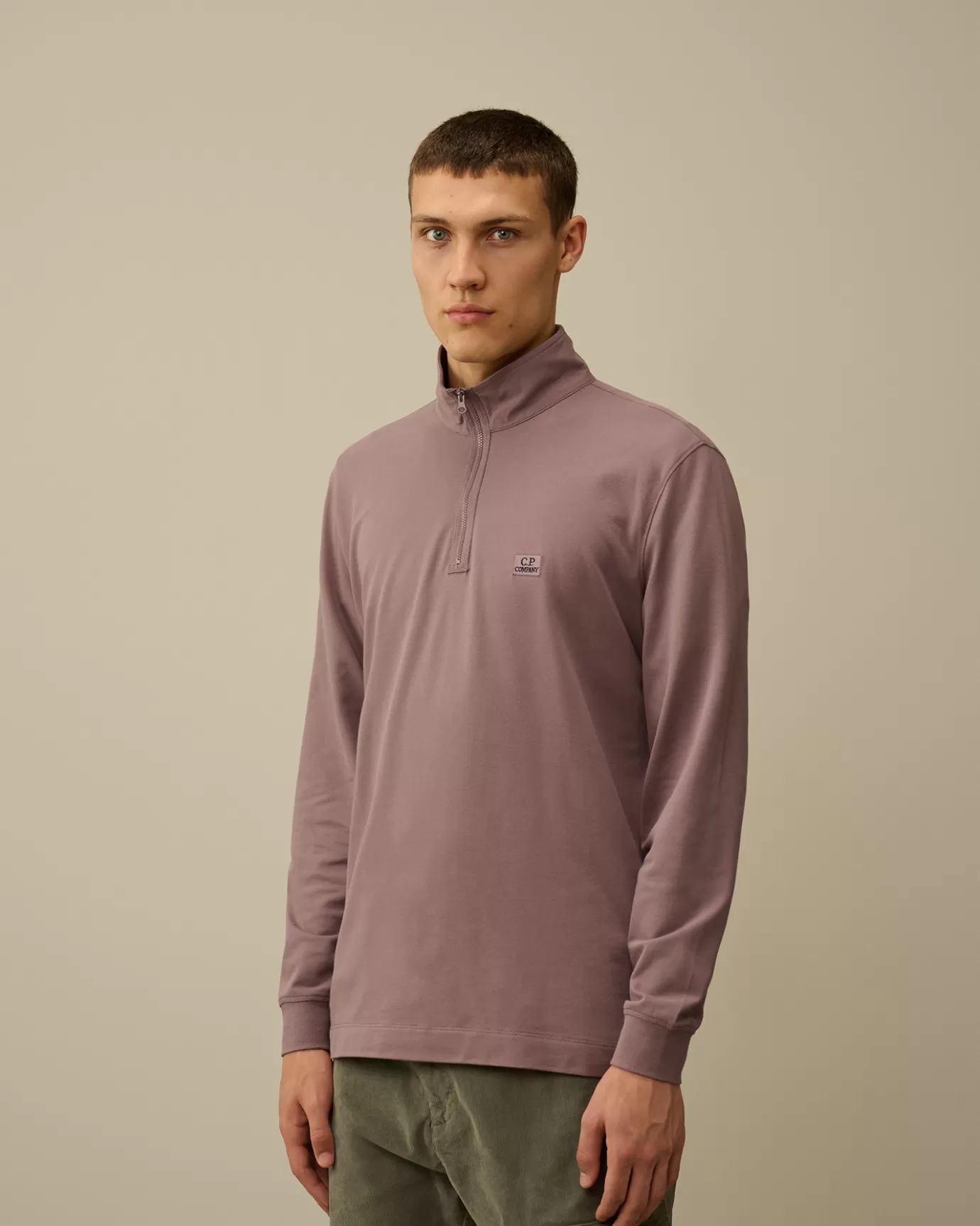 Stretch Piquet Longsleeve Zipped Polo<C.P. Company Cheap