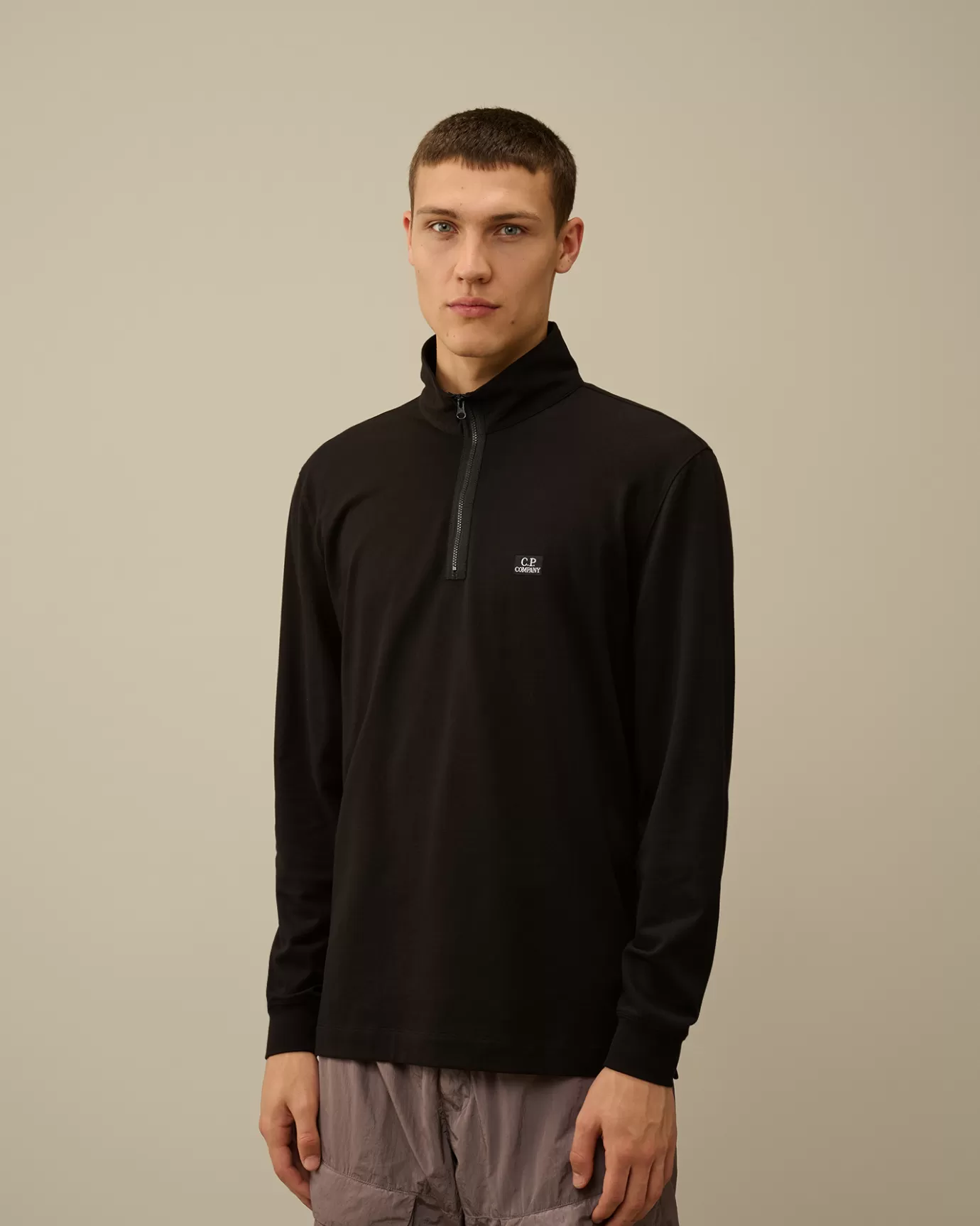 Stretch Piquet Longsleeve Zipped Polo<C.P. Company Clearance