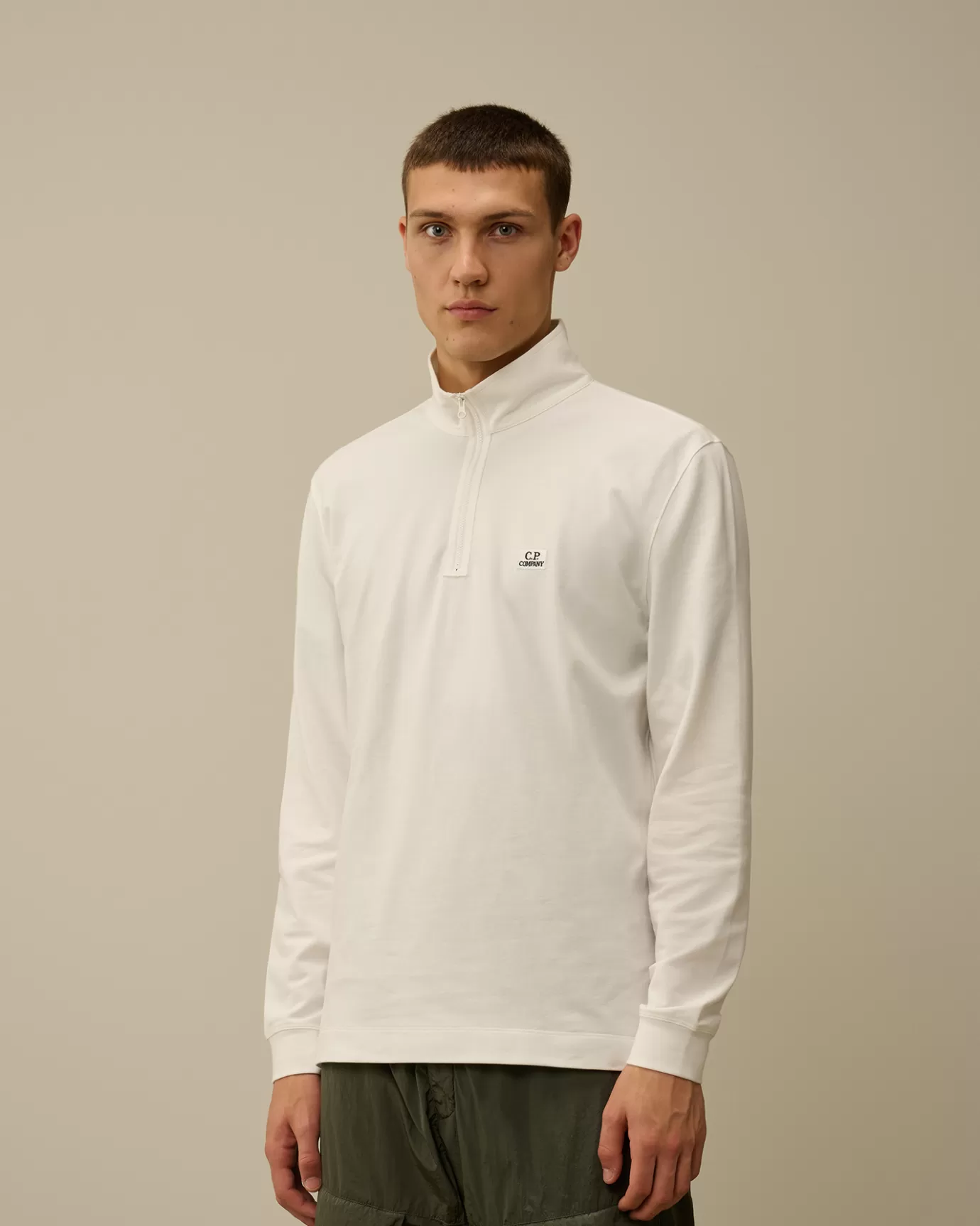 Stretch Piquet Longsleeve Zipped Polo<C.P. Company Sale