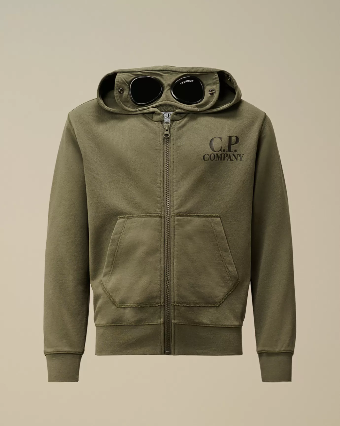 U16 Diagonal Fleece Goggle Zipped Hooded Sweatshirt<C.P. Company Clearance